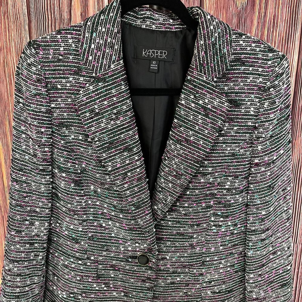Kasper Women's Black Multicolor Tweed Blazer